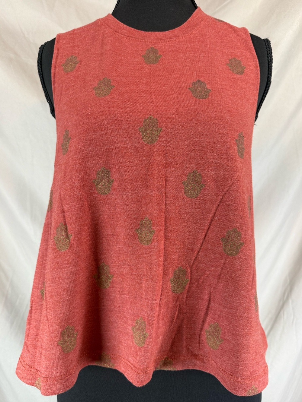 Spiritual Gangster Hamsa All-Over Print Crop Tank Coral Rust Gold - Large